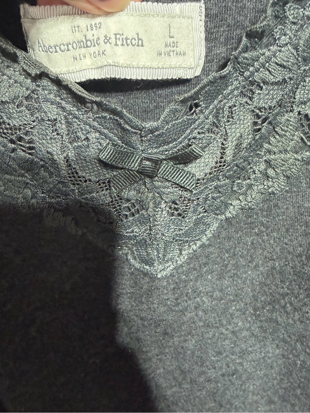 Abercrombie & Fitch grey tank top with lace - Picture 3 of 4